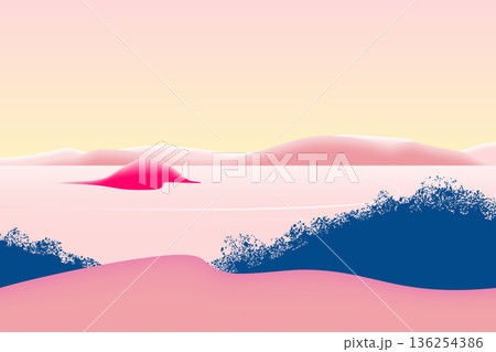 Simple landscape, island and sea Simple landscape, island and sea 136254386