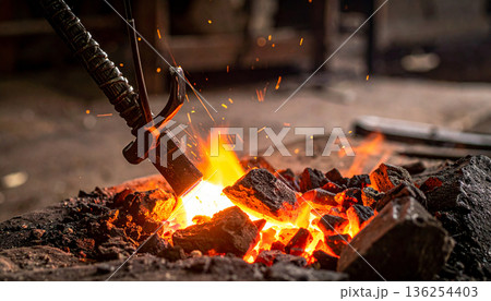 Knife Forging in Fire and Sparks 136254403
