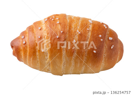 Salt bread (Shio pan) with sea salt flakes isolated on white background Salt bread (Shio pan) with sea salt flakes isolated on white background 136254757