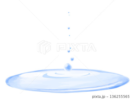水彩で描いた水滴、水たまりのイラスト 136255565