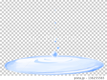 Watercolor illustration of water drops and puddles Watercolor illustration of water drops and puddles 136255565
