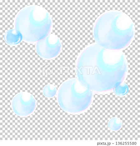 肥皂泡的水彩插圖 136255580