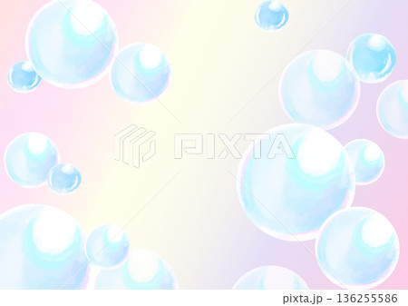 水彩で描いだしゃぼん玉の壁紙イラスト 136255586