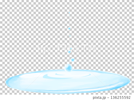 Watercolor illustration of water drops and puddles Watercolor illustration of water drops and puddles 136255592