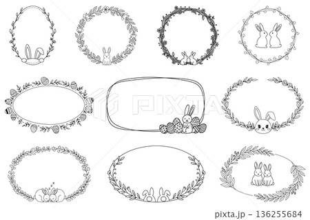 Easter Floral Line Art Frame Set Easter Floral Line Art Frame Set 136255684