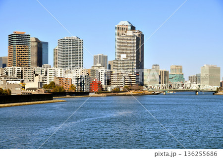 春海橋より佃、相生橋方面を望む(東京都中央区)【2026.2】 136255686