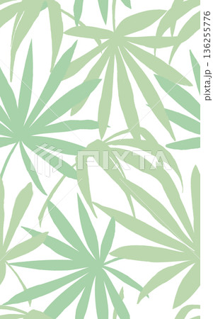 トロピカルな植物のシルエットのシームレスパターン くすみカラー トロピカルな植物のシルエットのシームレスパターン くすみカラー 136255776