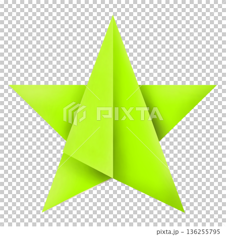 用黃綠色摺紙製作的星星插圖 136255795