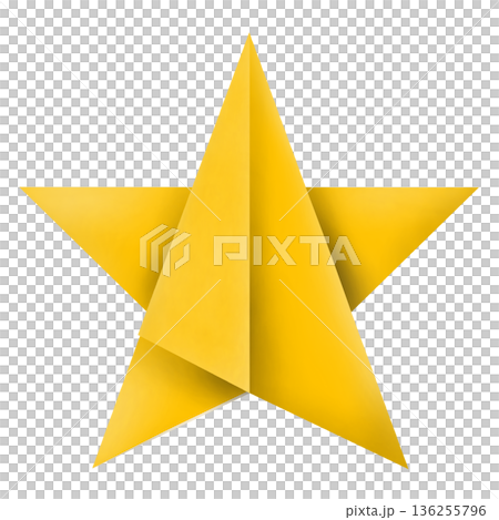 用黃色摺紙製作的星星插圖 136255796