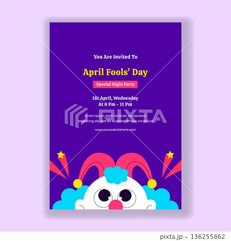 Invitation Design Happy April Fools Day Hand Drawn Flat Cartoon Illustration Invitation Design Happy April Fools Day Hand Drawn Flat Cartoon Illustration 136255862