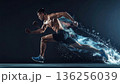 Young woman dancing with fitness and fashion flair as a beauty model performs an aerobic jump motion in a studio pose 136256039