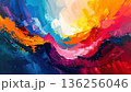 Vibrant abstract background featuring colorful blue waves and liquid paint swirls with a flowing light texture for a modern wallpaper design 136256046