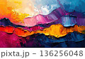 Vibrant abstract background featuring colorful blue waves and liquid paint swirls with a flowing light texture for a modern wallpaper design 136256048