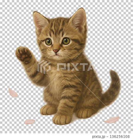 小貓玩櫻花花瓣 136256108