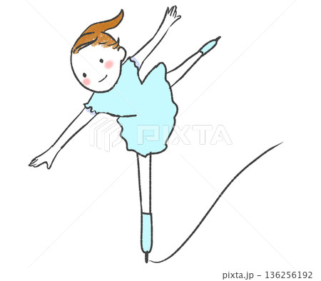 フィギュアスケートのスパイラルを披露するフィギュアスケートの選手 フィギュアスケートのスパイラルを披露するフィギュアスケートの選手 136256192