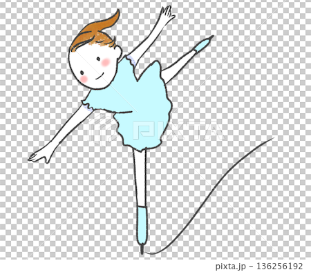 フィギュアスケートのスパイラルを披露するフィギュアスケートの選手 フィギュアスケートのスパイラルを披露するフィギュアスケートの選手 136256192