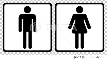 廁所標誌 男 女 套裝 象形圖圖示 正方形 136256469