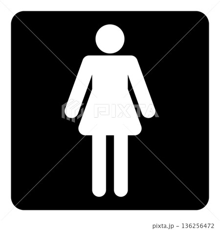 トイレのマーク 女性 ピクトグラム アイコン 正方形 136256472