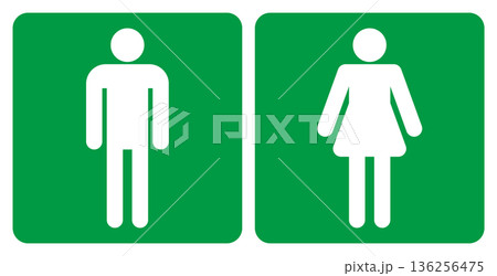 トイレのマーク 男性女性セット ピクトグラム アイコン 正方形 トイレのマーク 男性女性セット ピクトグラム アイコン 正方形 136256475