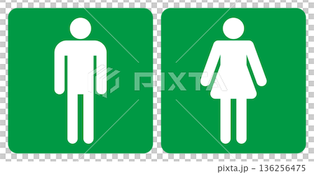 トイレのマーク 男性女性セット ピクトグラム アイコン 正方形 トイレのマーク 男性女性セット ピクトグラム アイコン 正方形 136256475