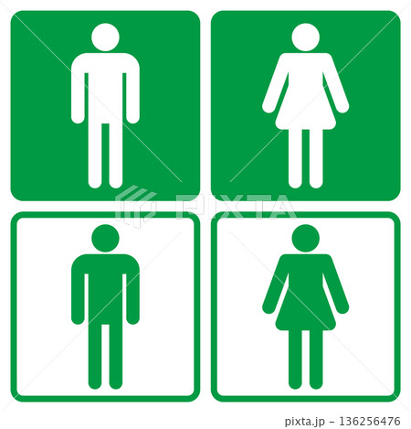 トイレのマーク 男性女性セット ピクトグラム アイコン 正方形 トイレのマーク 男性女性セット ピクトグラム アイコン 正方形 136256476