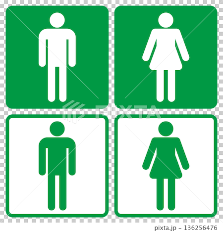 廁所標誌 男 女 套裝 象形圖圖示 正方形 136256476