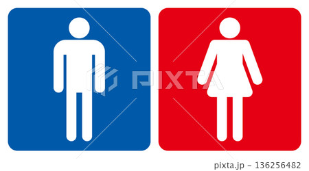 トイレのマーク 男性女性セット ピクトグラム アイコン 正方形 136256482