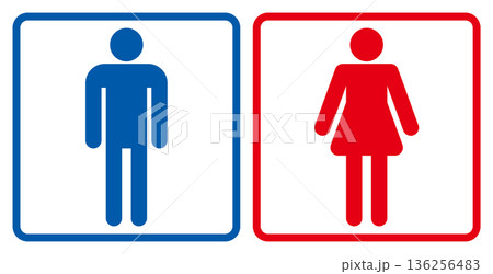 トイレのマーク 男性女性セット ピクトグラム アイコン 正方形 トイレのマーク 男性女性セット ピクトグラム アイコン 正方形 136256483