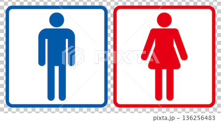 トイレのマーク 男性女性セット ピクトグラム アイコン 正方形 トイレのマーク 男性女性セット ピクトグラム アイコン 正方形 136256483
