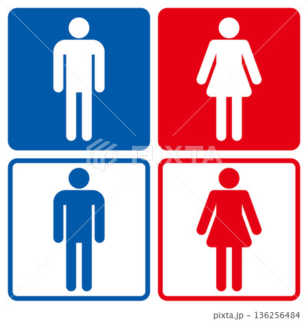 トイレのマーク 男性女性セット ピクトグラム アイコン 正方形 136256484