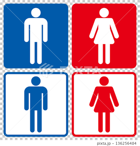 トイレのマーク 男性女性セット ピクトグラム アイコン 正方形 136256484