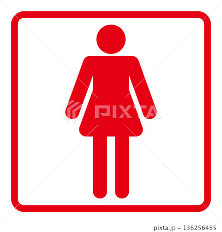 トイレのマーク 女性 ピクトグラム アイコン 正方形 136256485
