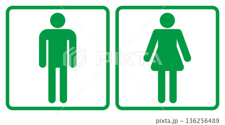 トイレのマーク 男性女性セット ピクトグラム アイコン 正方形 136256489