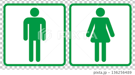 トイレのマーク 男性女性セット ピクトグラム アイコン 正方形 136256489