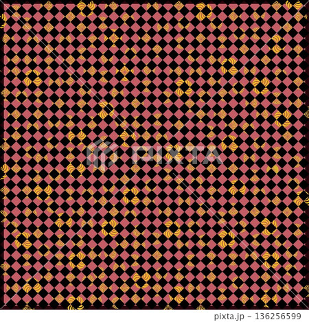 ハーレクインチェックの壁紙イラスト 136256599