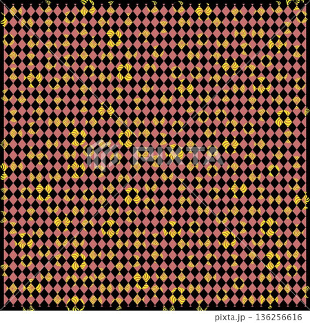 ハーレクインチェックの壁紙イラスト 136256616