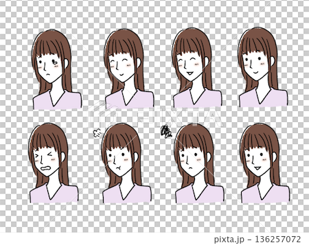 8 types of female facial expressions 136257072