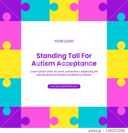 World Autism Awareness Day Flat Cartoon Hand Drawn Background Illustration 136257208