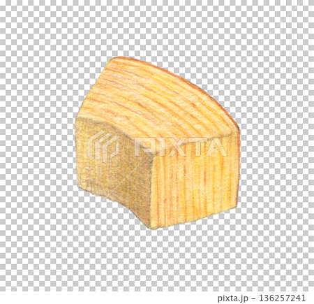 Cut Baumkuchen watercolor pencil illustration 136257241