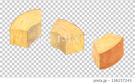 Cut Baumkuchen watercolor pencil illustration 136257243