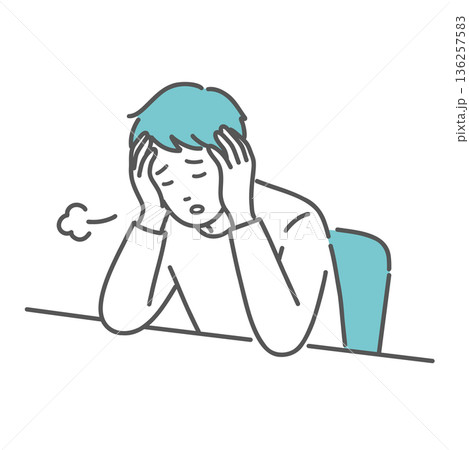 強い倦怠感とストレスに悩む男性のイラスト(糖尿病・うつ病・過労) 強い倦怠感とストレスに悩む男性のイラスト(糖尿病・うつ病・過労) 136257583