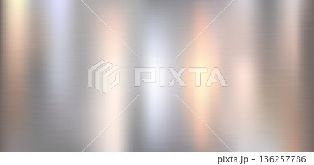Silver brushed stainless steel texture with vertical gradient color reflections 136257786