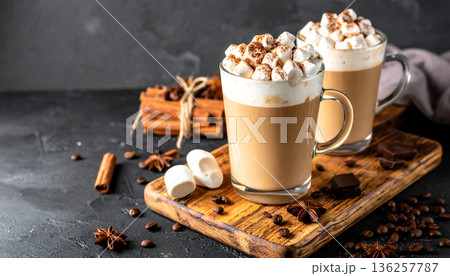 hot chocolate with marshmallows 136257787
