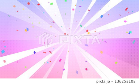 集中線、紙吹雪、黄色、放射、放射状、背景、イラスト 136258108
