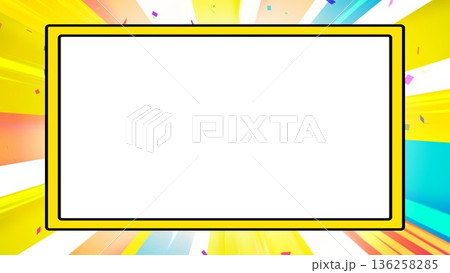 集中線、紙吹雪、黄色、放射、放射状、背景、イラスト、放射線、ゴールド、金 136258285