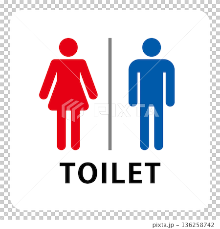 帶有文字的簡易廁所標誌象形圖 136258742