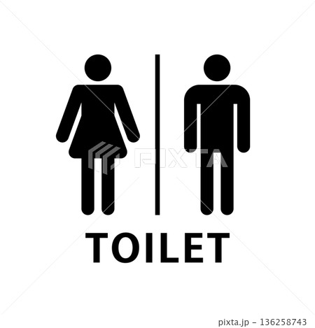 シンプルな文字入りトイレマーク ピクトグラム 136258743
