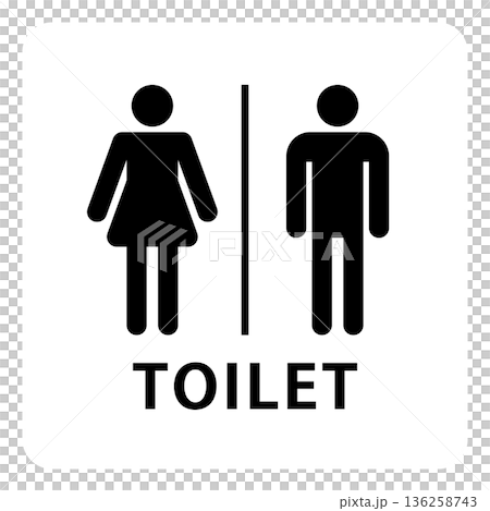 帶有文字的簡易廁所標誌象形圖 136258743