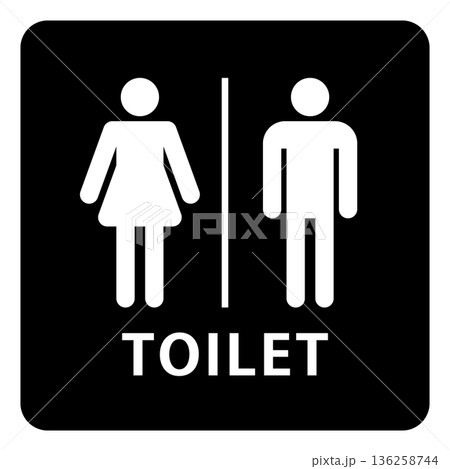 シンプルな文字入りトイレマーク ピクトグラム シンプルな文字入りトイレマーク ピクトグラム 136258744