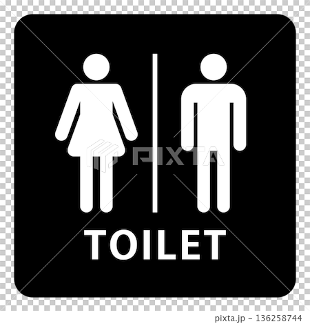 シンプルな文字入りトイレマーク ピクトグラム シンプルな文字入りトイレマーク ピクトグラム 136258744